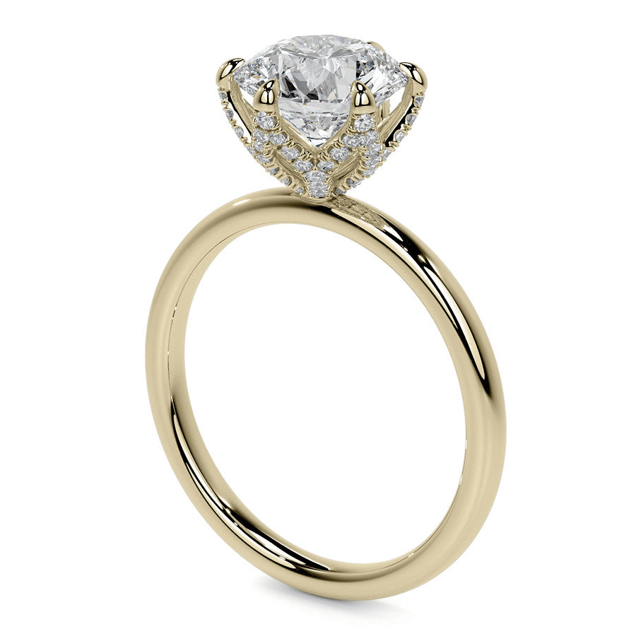 Round Accented Tulip Moissanite Engagement Ring