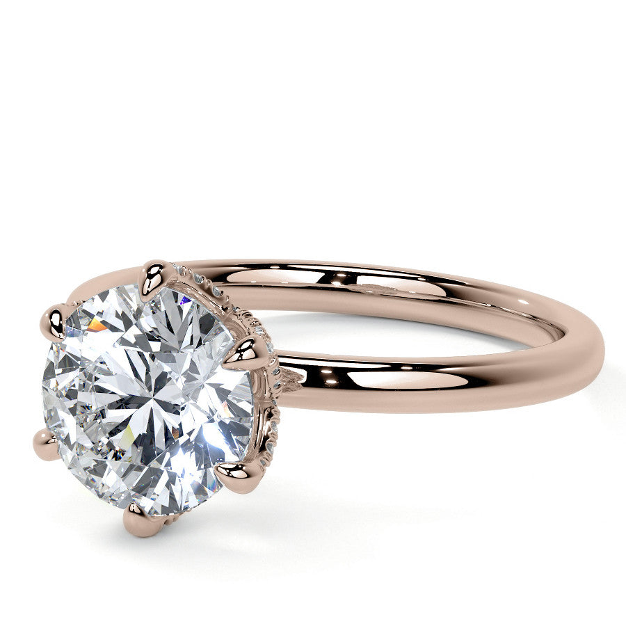 Round Accented Tulip Moissanite Engagement Ring
