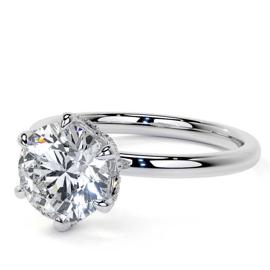 Round Accented Tulip Moissanite Engagement Ring