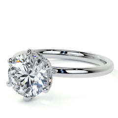 Round Accented Tulip Moissanite Engagement Ring