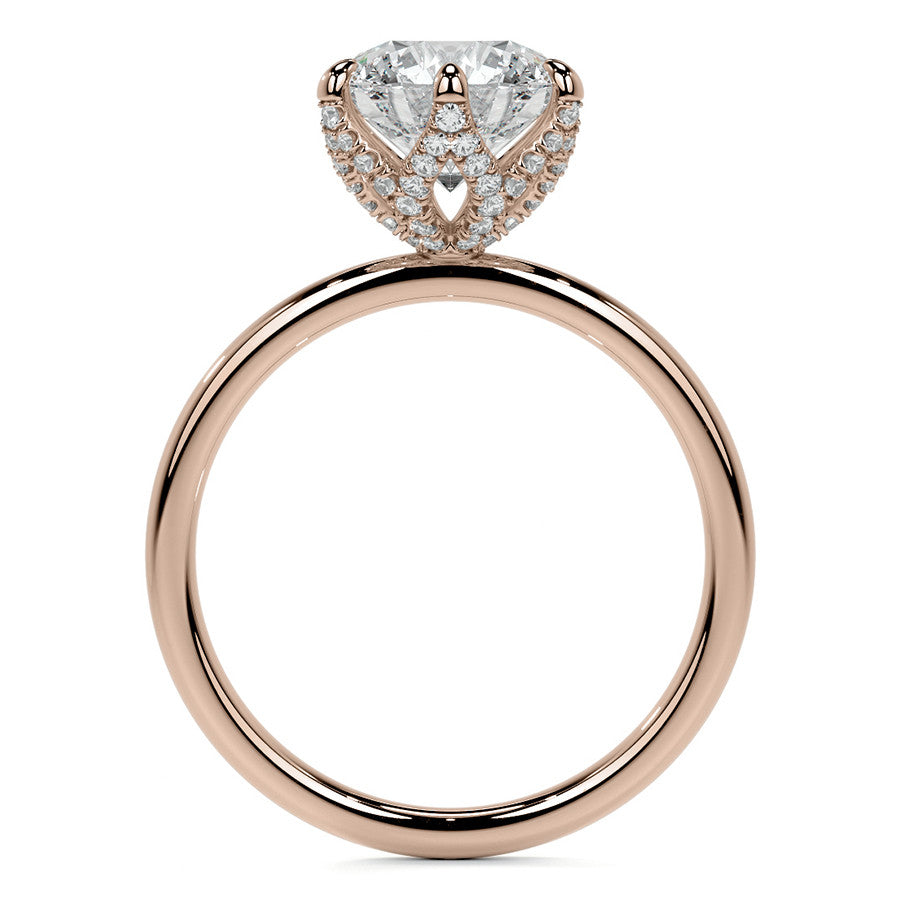 Round Accented Tulip Moissanite Engagement Ring