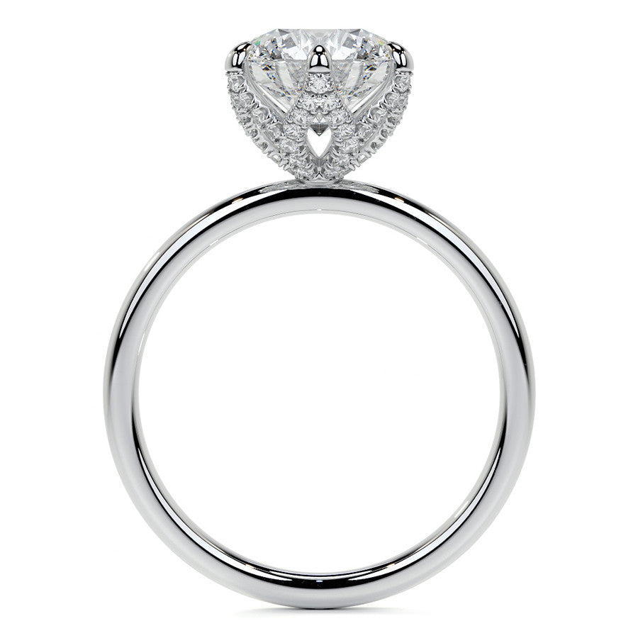 Round Accented Tulip Moissanite Engagement Ring