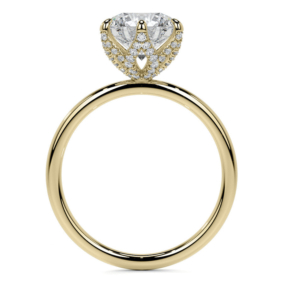 Round Accented Tulip Moissanite Engagement Ring