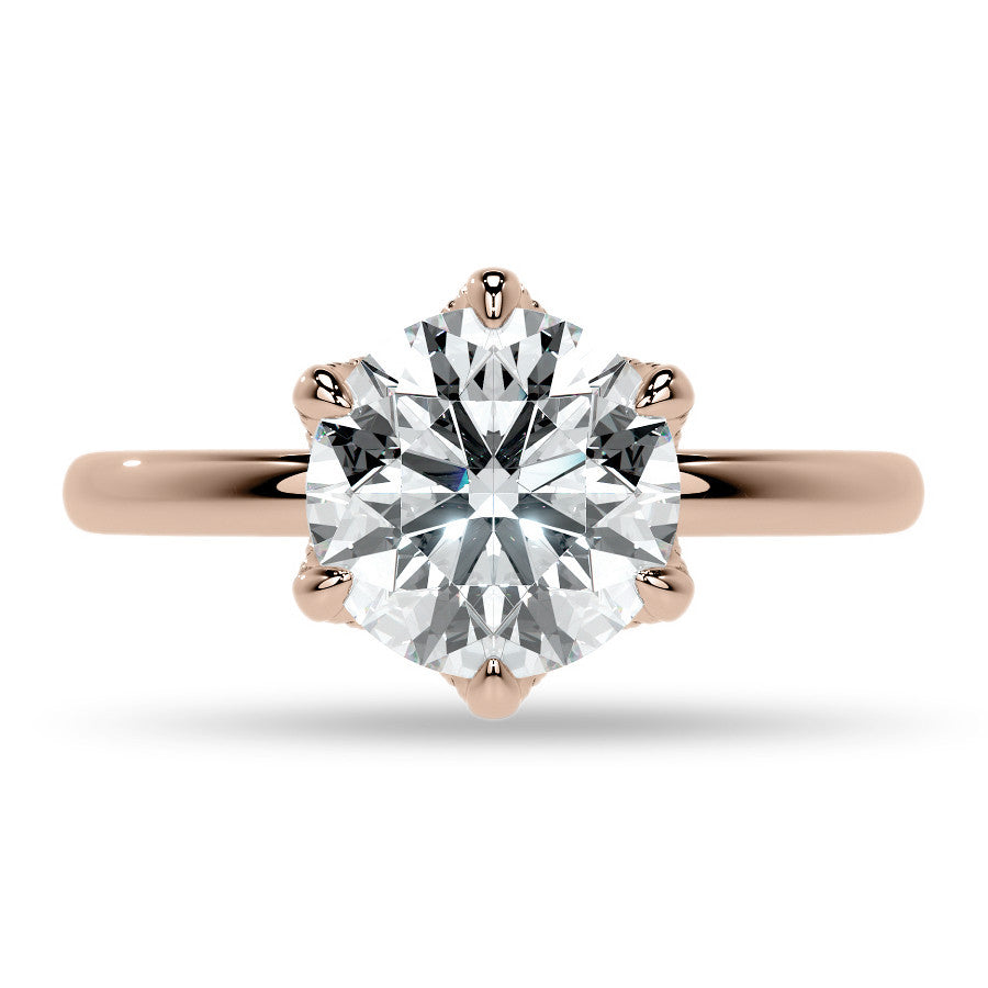 Round Accented Tulip Moissanite Engagement Ring