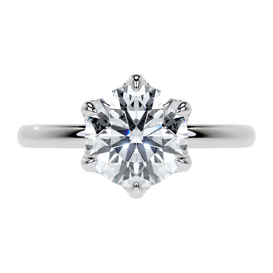 Round Accented Tulip Moissanite Engagement Ring
