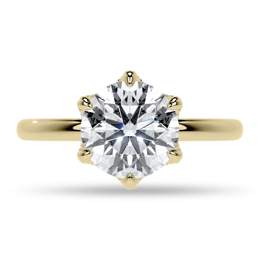 Round Accented Tulip Moissanite Engagement Ring