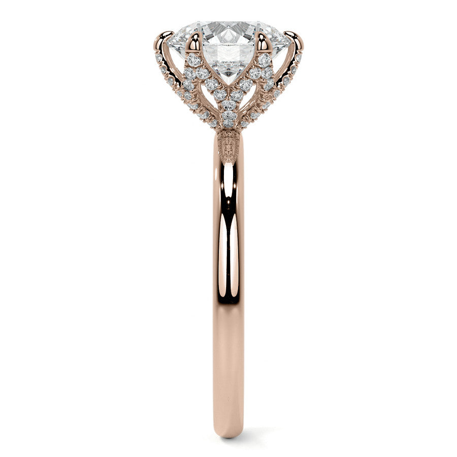 Round Accented Tulip Moissanite Engagement Ring