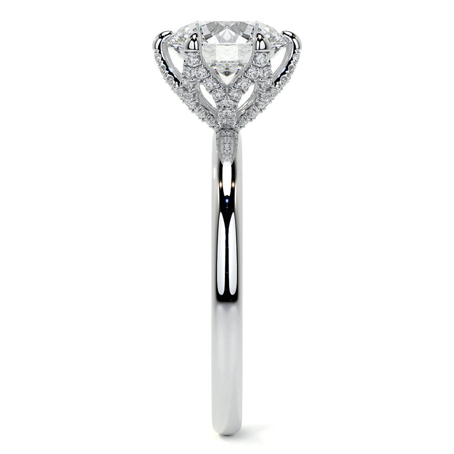 Round Accented Tulip Moissanite Engagement Ring
