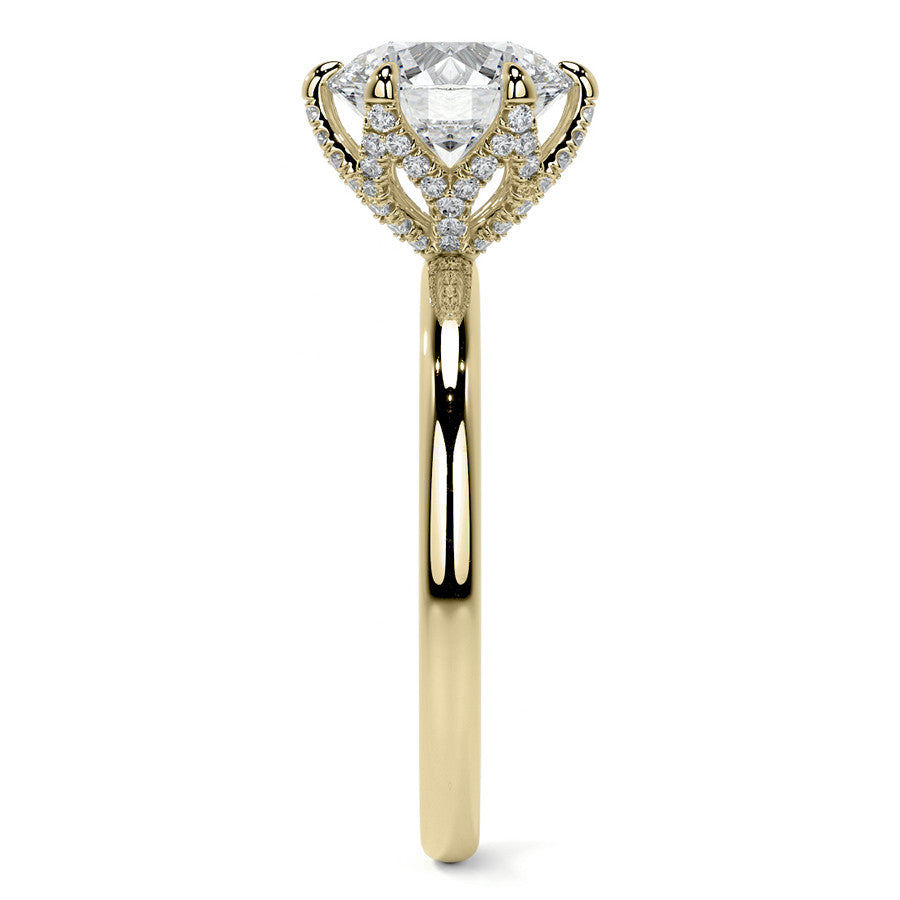 Round Accented Tulip Moissanite Engagement Ring