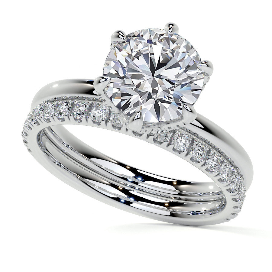 Round Accented Tulip Moissanite Engagement Ring