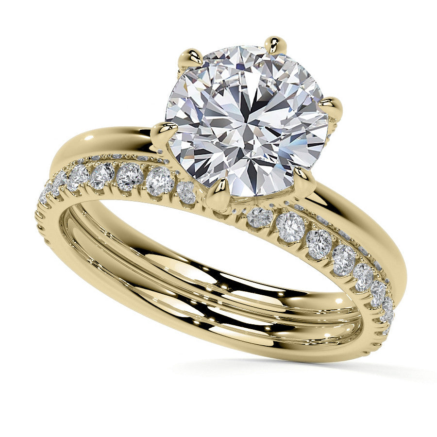 Round Accented Tulip Moissanite Engagement Ring