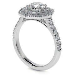 Round Octagon Halo Moissanite Cathedral Engagement Ring