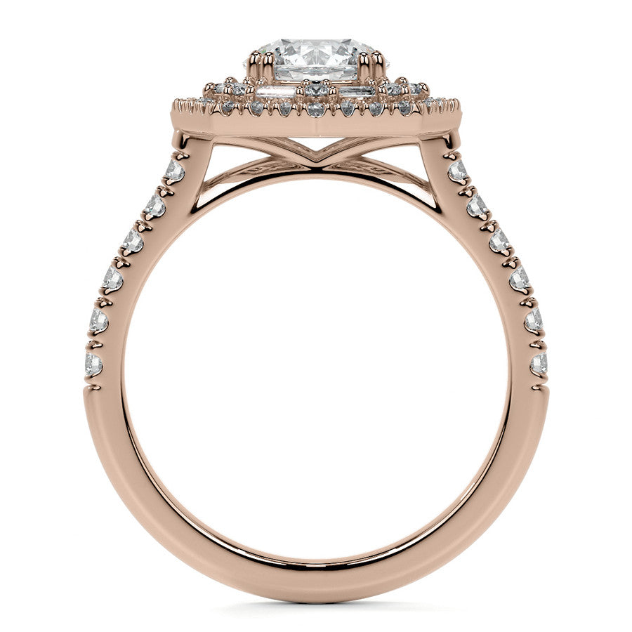 Round Octagon Halo Moissanite Cathedral Engagement Ring