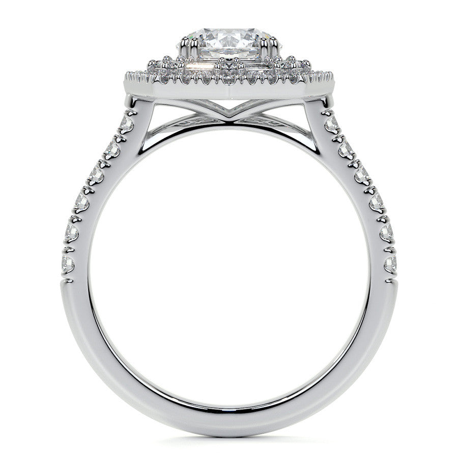 Round Octagon Halo Moissanite Cathedral Engagement Ring