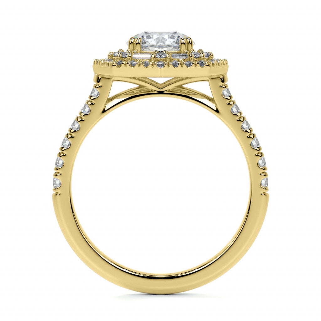 Round Octagon Halo Moissanite Cathedral Engagement Ring