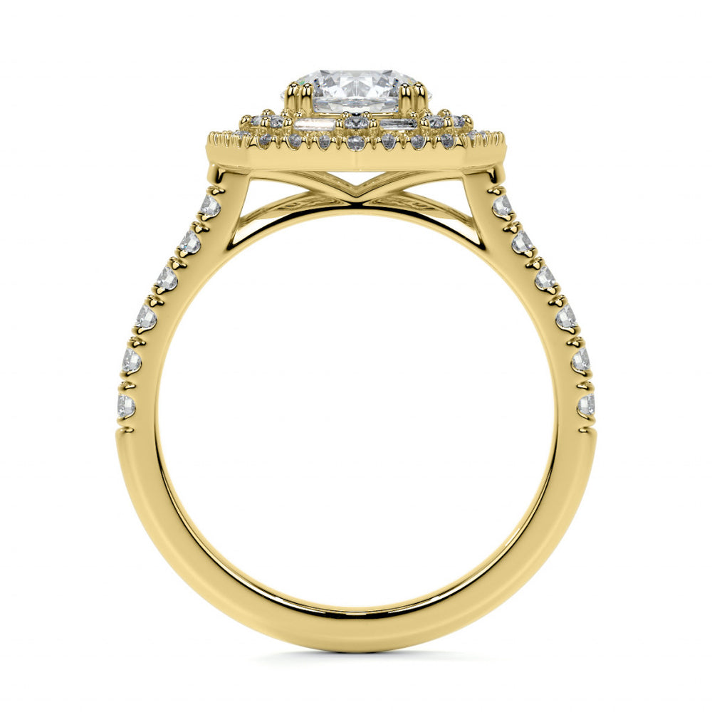 Round Octagon Halo Moissanite Cathedral Engagement Ring