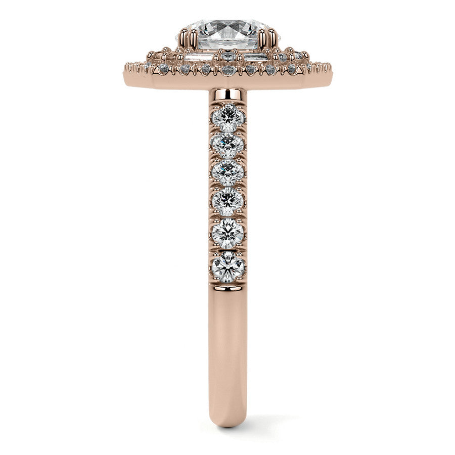 Round Octagon Halo Moissanite Cathedral Engagement Ring