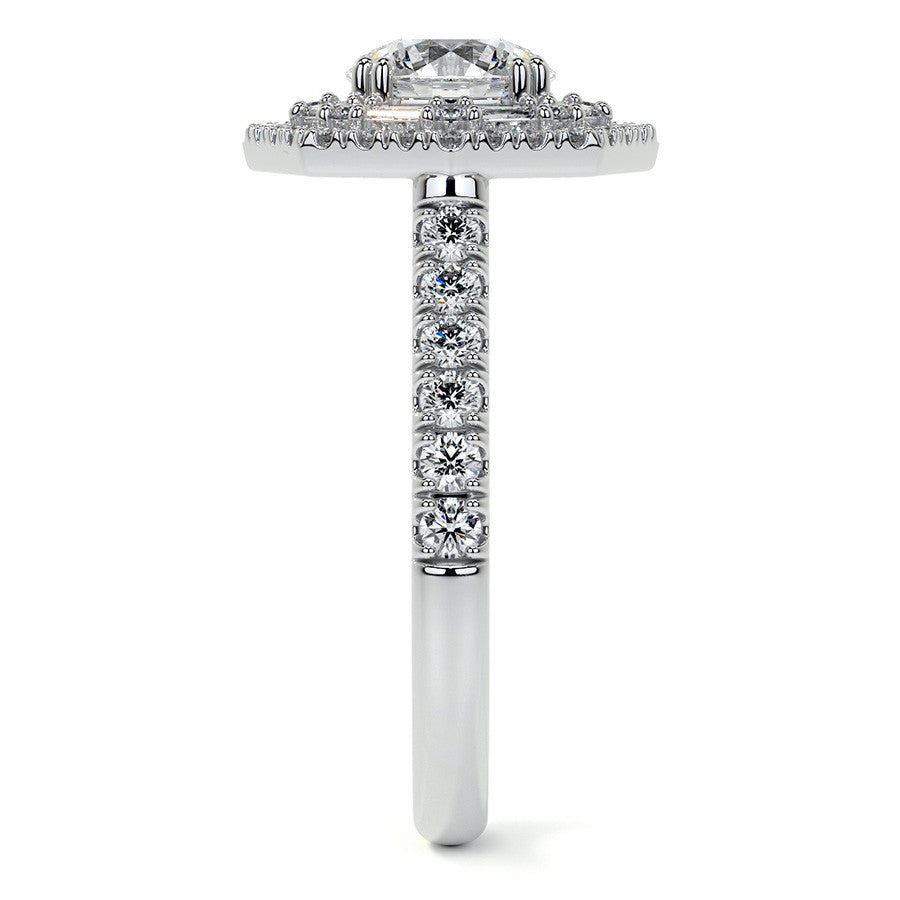 Round Octagon Halo Moissanite Cathedral Engagement Ring