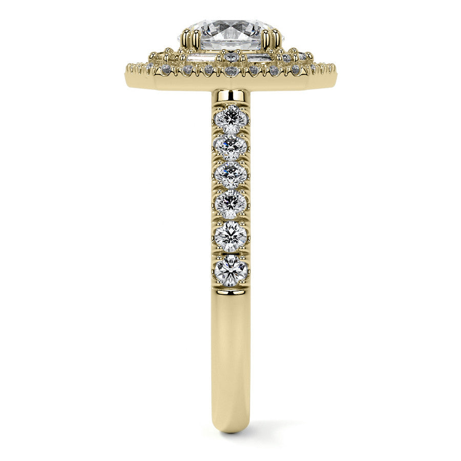 Round Octagon Halo Moissanite Cathedral Engagement Ring