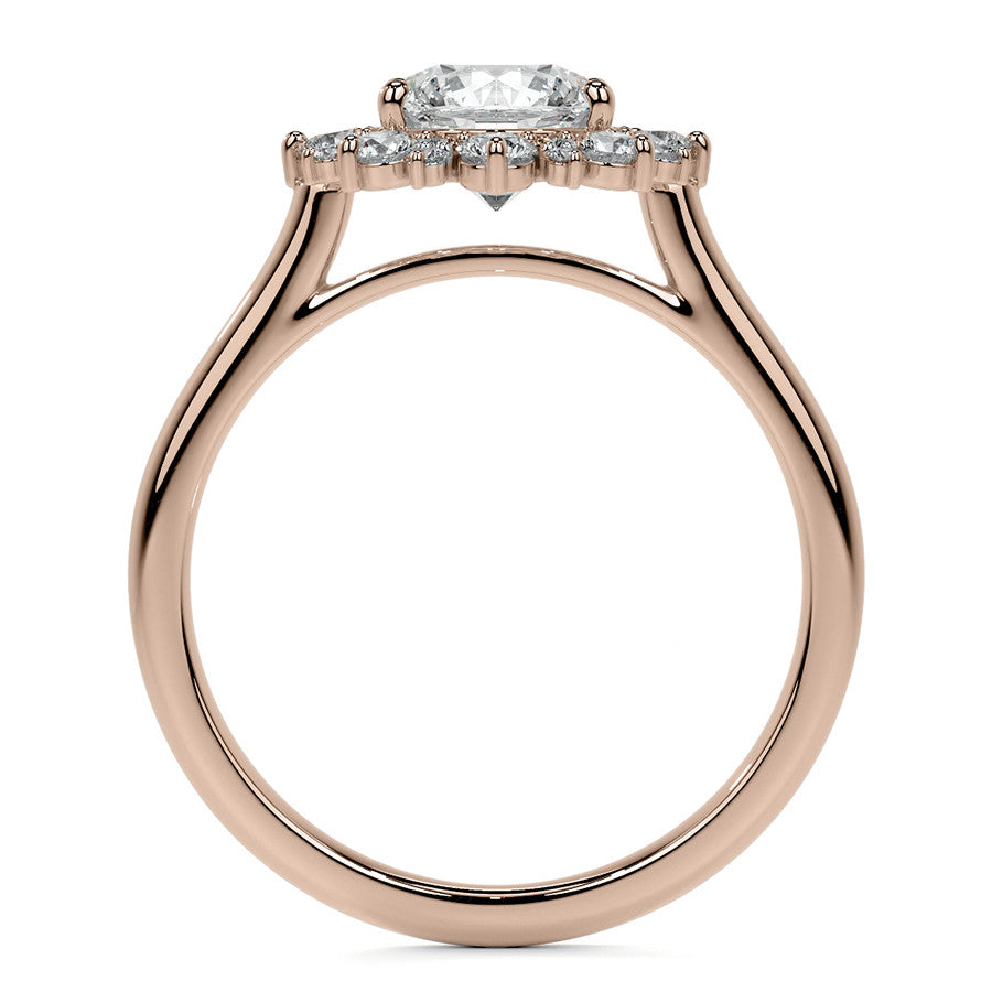 Round Snowflake Inspired Moissanite Halo Engagement Ring