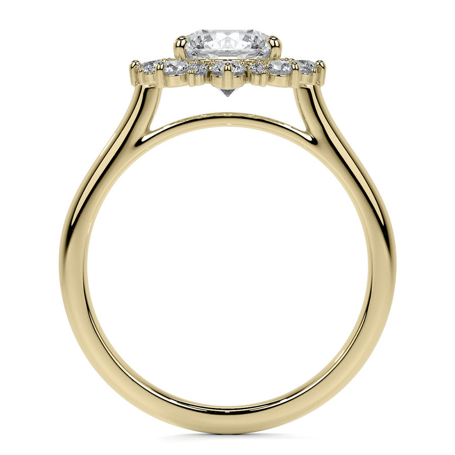 Round Snowflake Inspired Moissanite Halo Engagement Ring