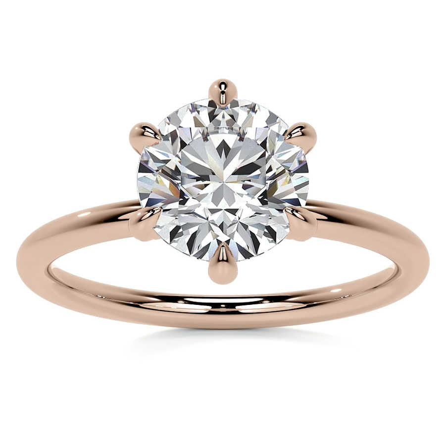 Round 6-Prong Petite Accented Moissanite Engagement Ring