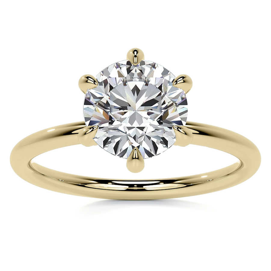 Round 6-Prong Petite Accented Moissanite Engagement Ring