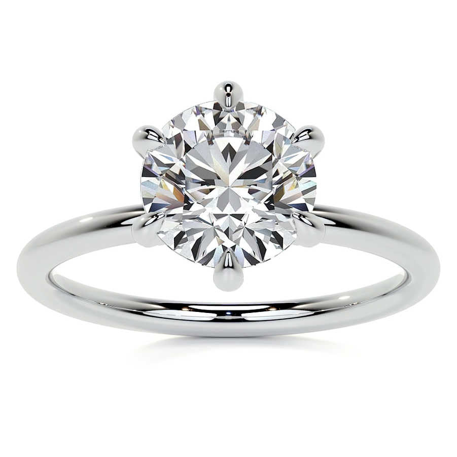Round 6-Prong Petite Accented Moissanite Engagement Ring