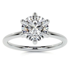 Round 6-Prong Petite Accented Moissanite Engagement Ring