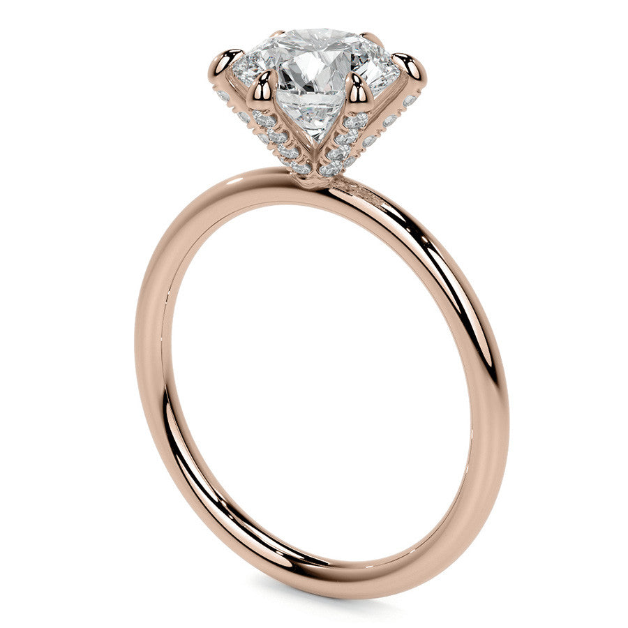 Round 6-Prong Petite Accented Moissanite Engagement Ring