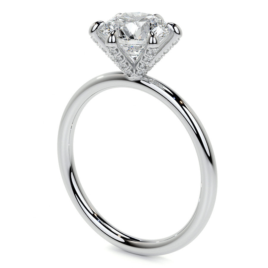 Round 6-Prong Petite Accented Moissanite Engagement Ring