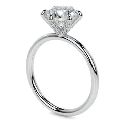 Round 6-Prong Petite Accented Moissanite Engagement Ring