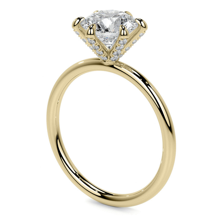 Round 6-Prong Petite Accented Moissanite Engagement Ring