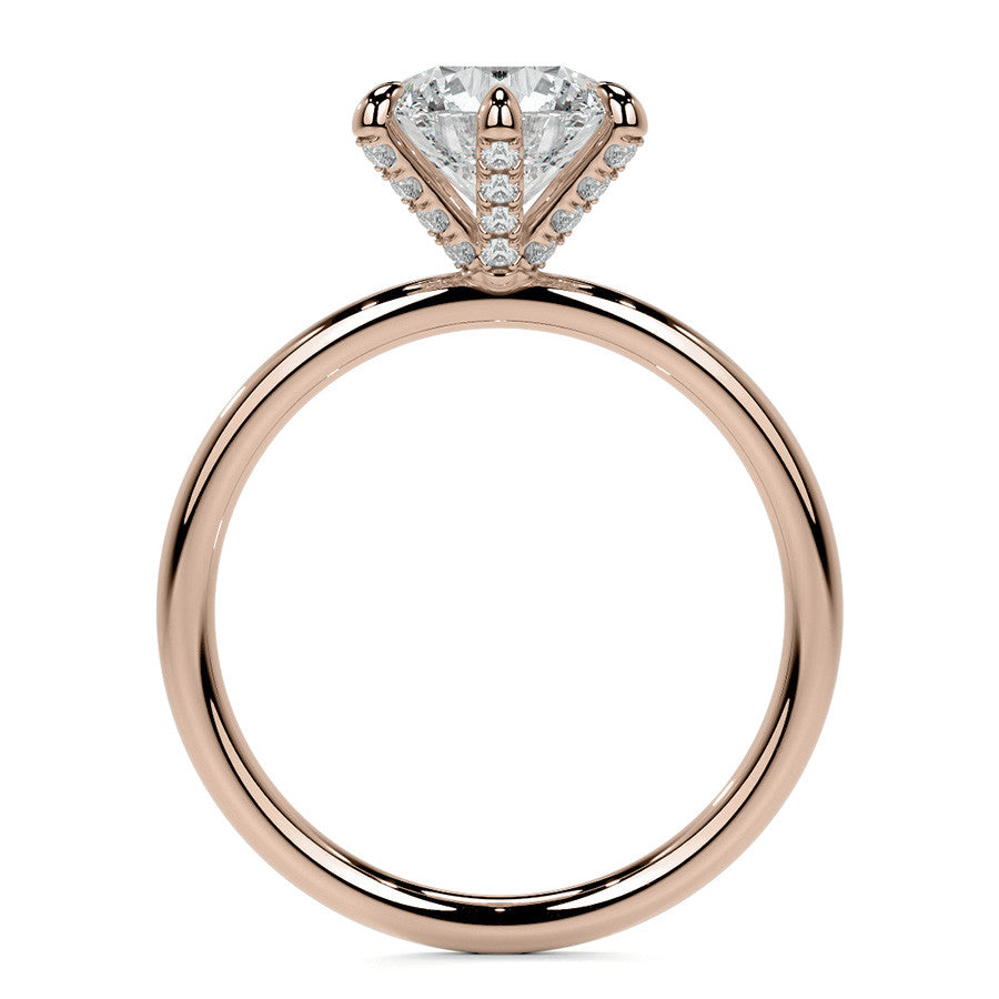 Round 6-Prong Petite Accented Moissanite Engagement Ring