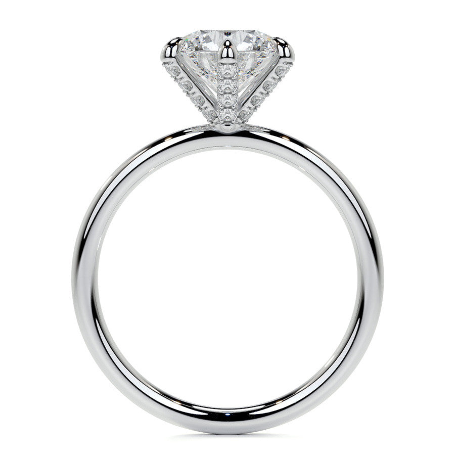 Round 6-Prong Petite Accented Moissanite Engagement Ring