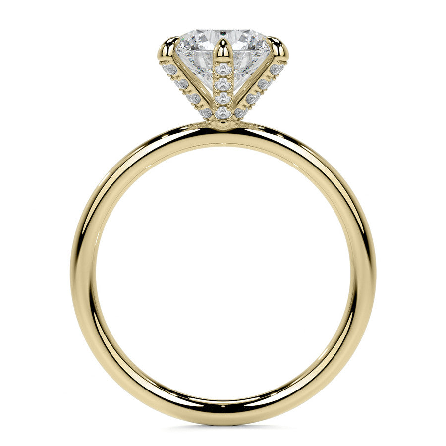 Round 6-Prong Petite Accented Moissanite Engagement Ring