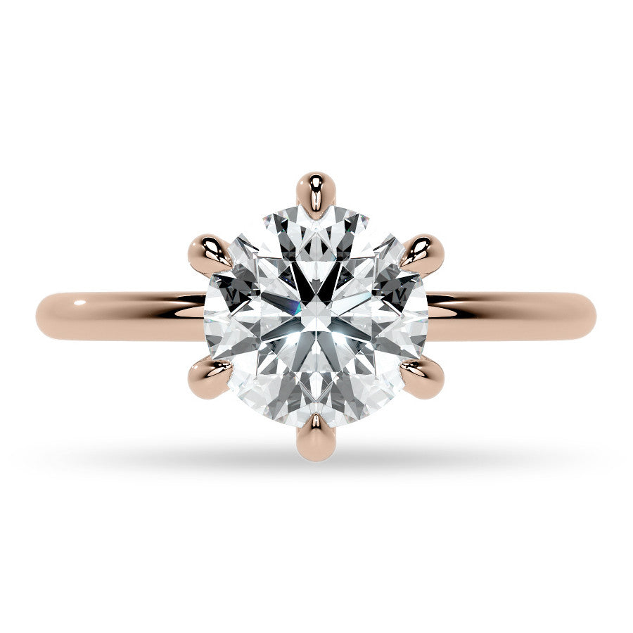 Round 6-Prong Petite Accented Moissanite Engagement Ring