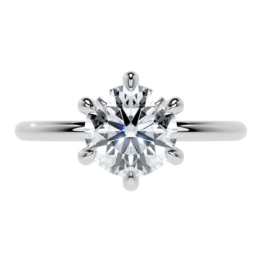 Round 6-Prong Petite Accented Moissanite Engagement Ring