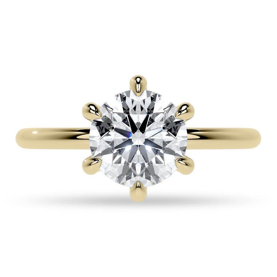 Round 6-Prong Petite Accented Moissanite Engagement Ring