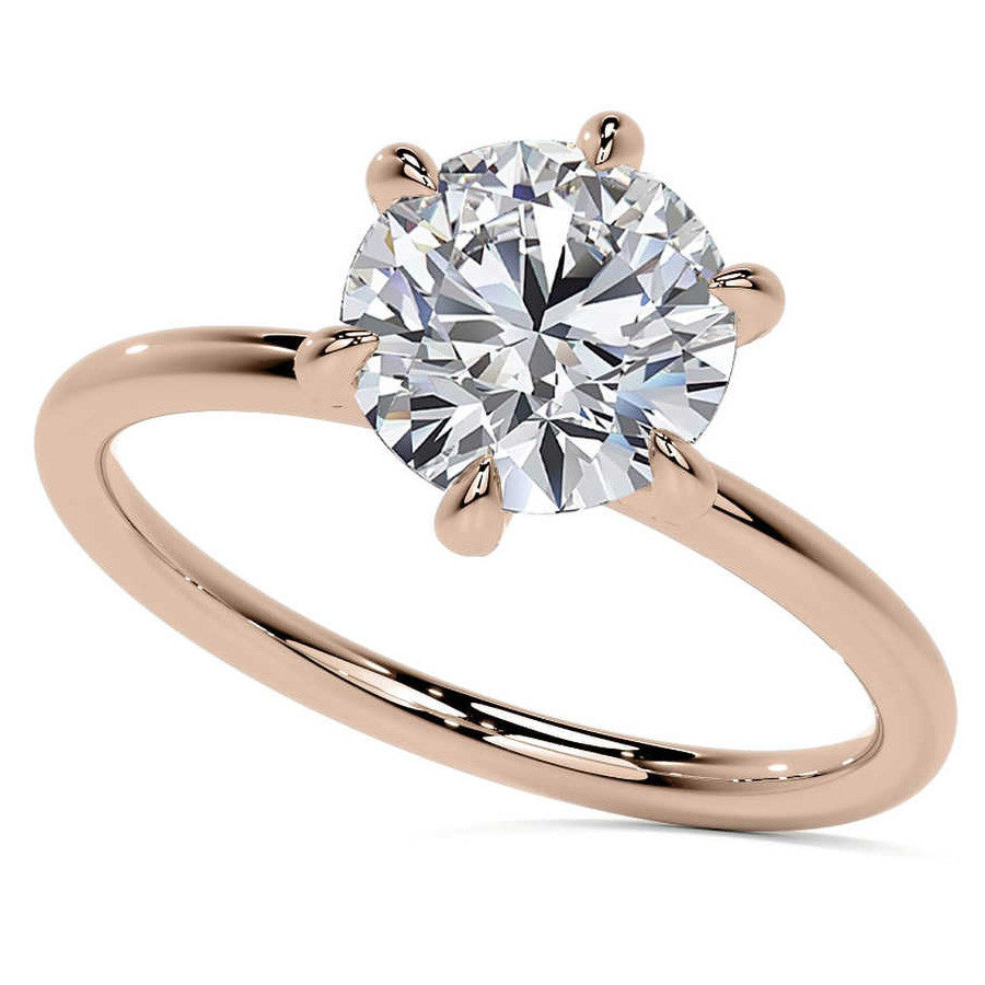 Round 6-Prong Petite Accented Moissanite Engagement Ring