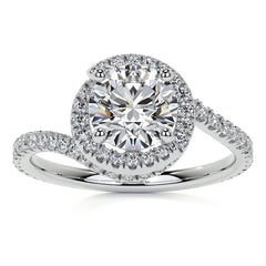 Round Swirl Halo Moissanite Engagement Ring