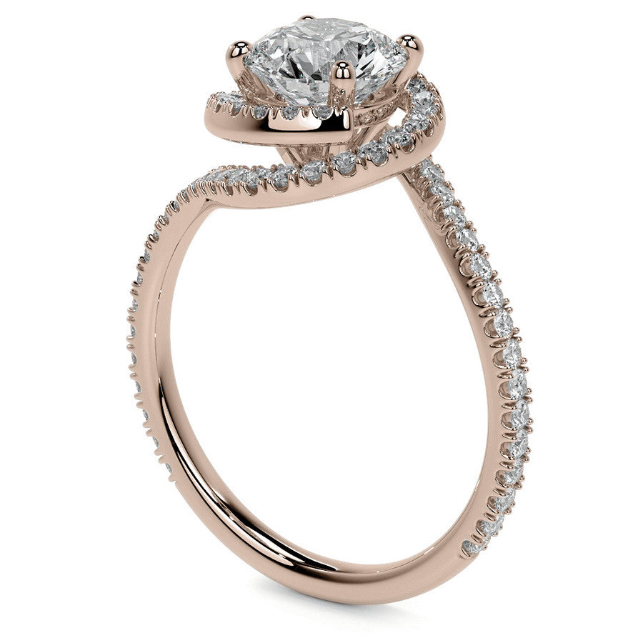 Round Swirl Halo Moissanite Engagement Ring