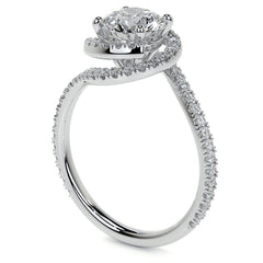 Round Swirl Halo Moissanite Engagement Ring