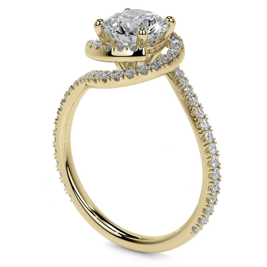Round Swirl Halo Moissanite Engagement Ring