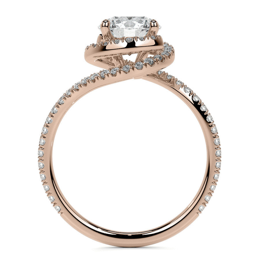 Round Swirl Halo Moissanite Engagement Ring
