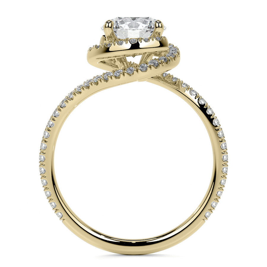 Round Swirl Halo Moissanite Engagement Ring