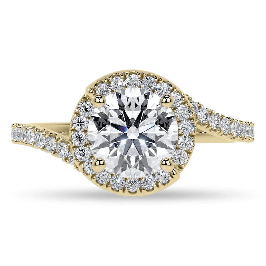 Round Swirl Halo Moissanite Engagement Ring