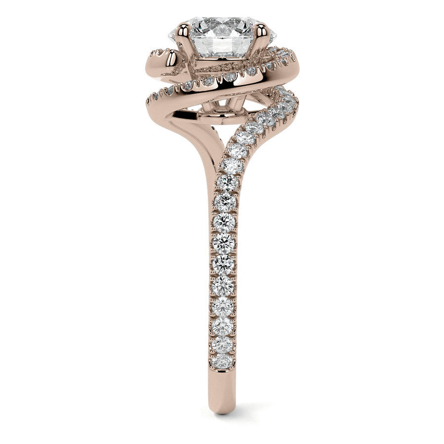 Round Swirl Halo Moissanite Engagement Ring
