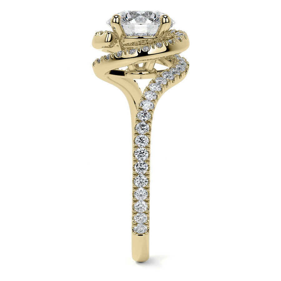 Round Swirl Halo Moissanite Engagement Ring
