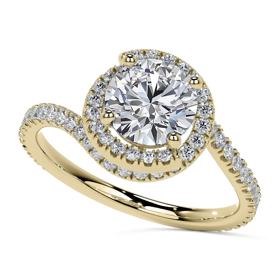 Round Swirl Halo Moissanite Engagement Ring